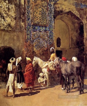 Mezquita de azulejos azules en Delhi India Arabian Edwin Lord Weeks Pinturas al óleo